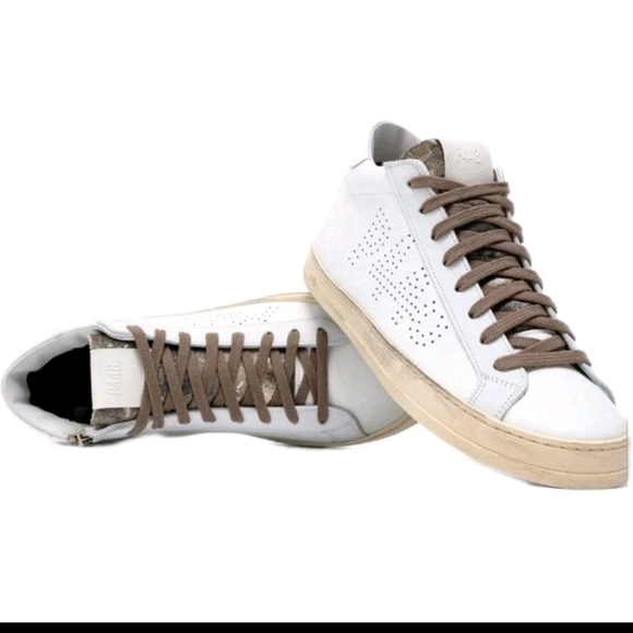 P448 Womens John Mid Top Italian Leather Designer Sneakers 40 9US - Picture 1 of 13